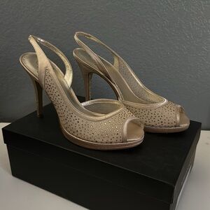 Adrianna Papell nude mesh heels